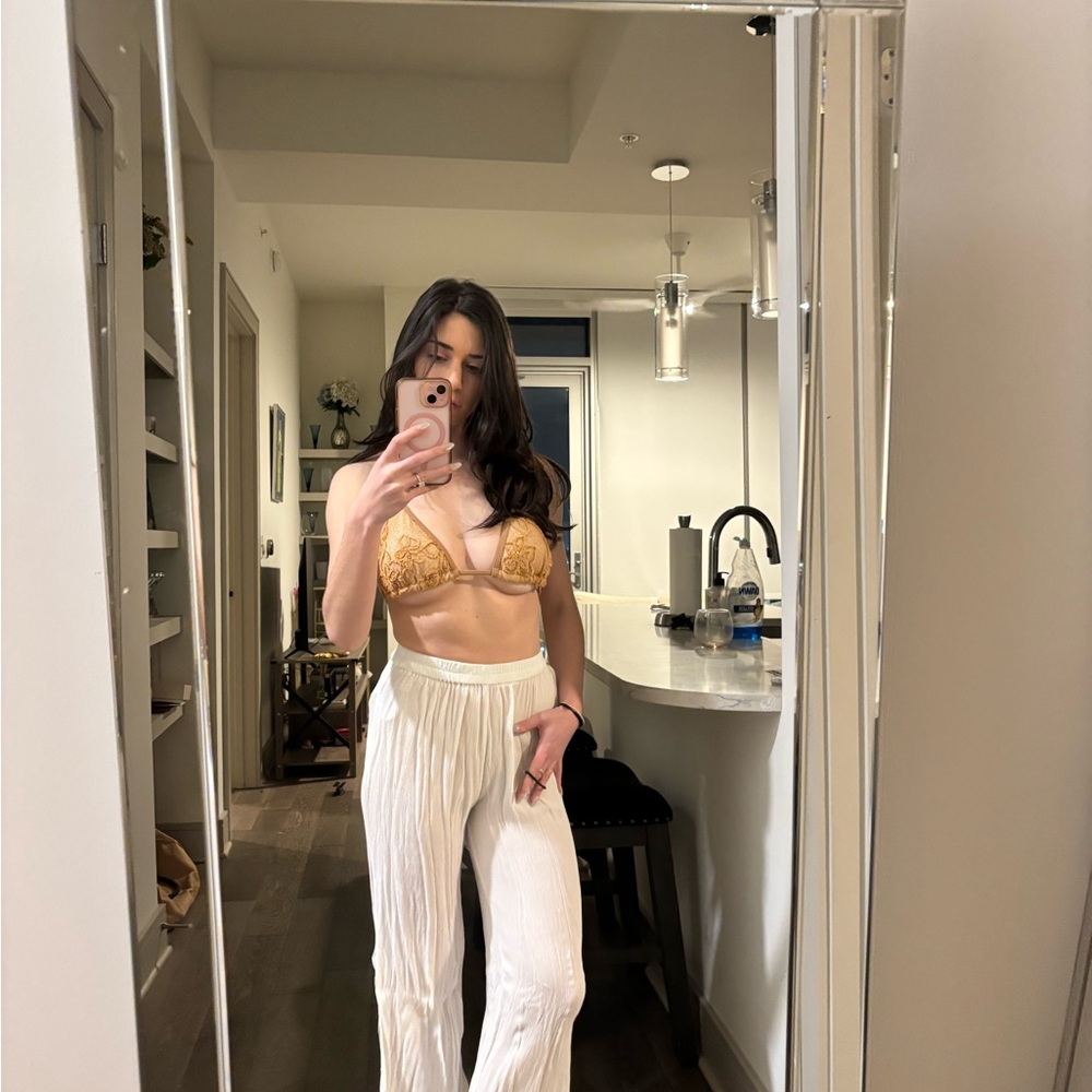 Nasty Gal Mustard Yellow Lace Triangle Bralette